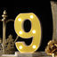 3D Marquee Number "9" Warm White 6 LED Lights Gold - Stylish Light - Up Accent for Events 6" - Linen Luxes