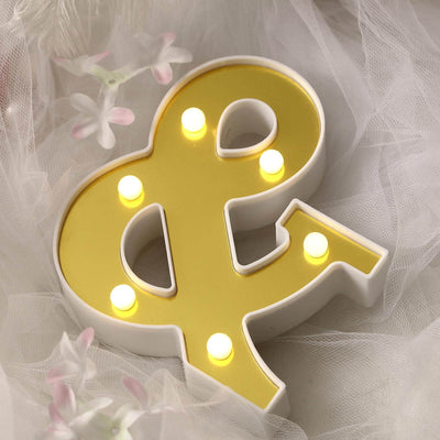 3D Marquee Symbol "&" Warm White 6 LED Lights Gold - Perfect Light - Up Accent for Decor 6" - Linen Luxes