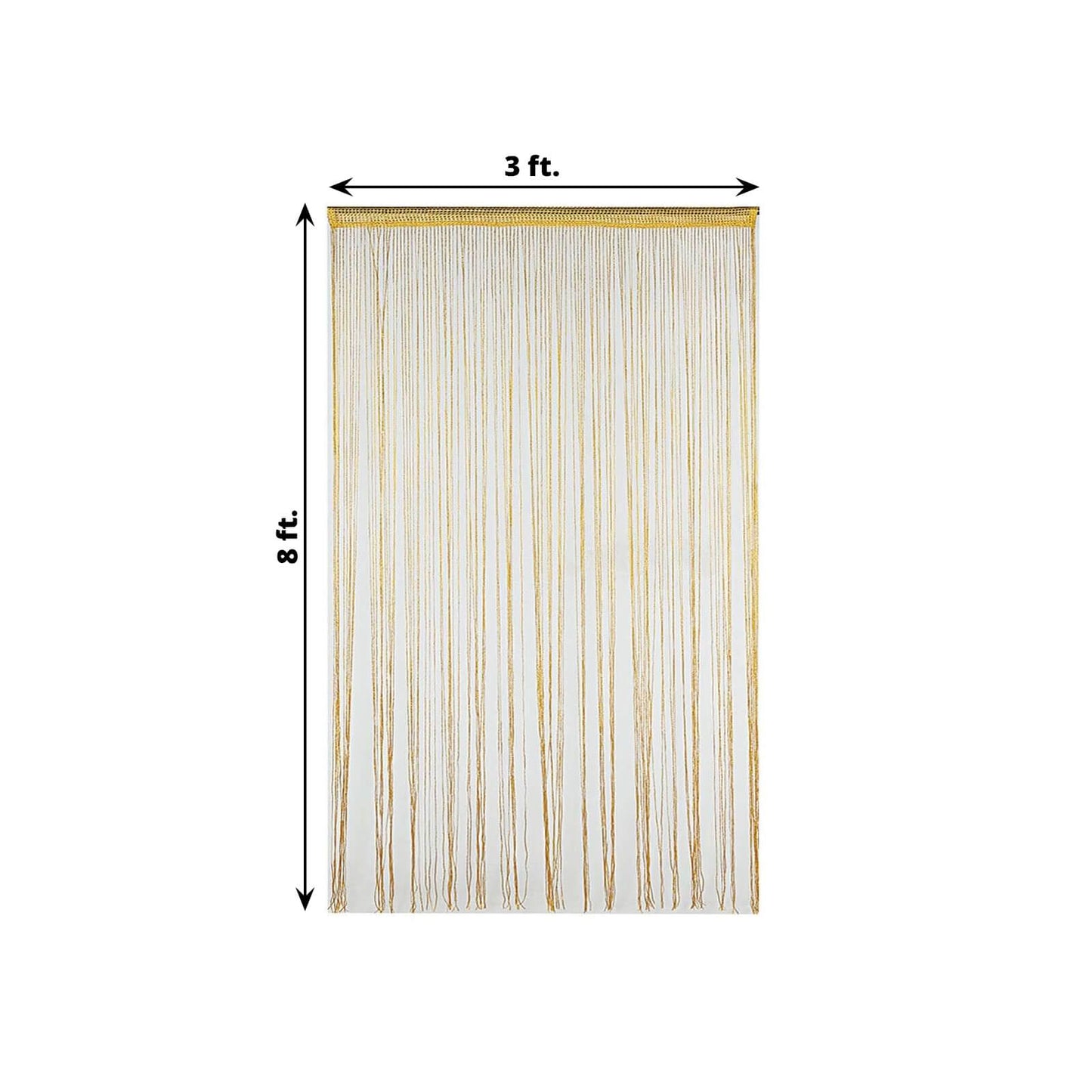 3ftx8ft Gold Silk Tassel String Curtains, Decorative Room Divider Panels - Linen Luxes