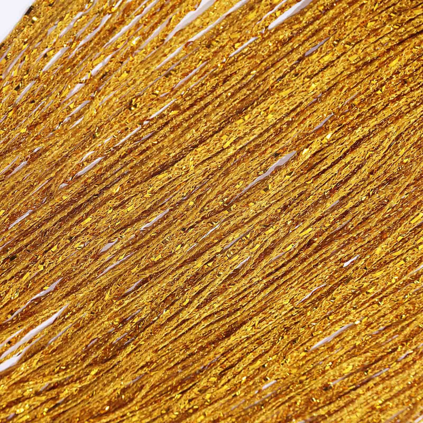 3ftx8ft Gold Silk Tassel String Curtains, Decorative Room Divider Panels - Linen Luxes