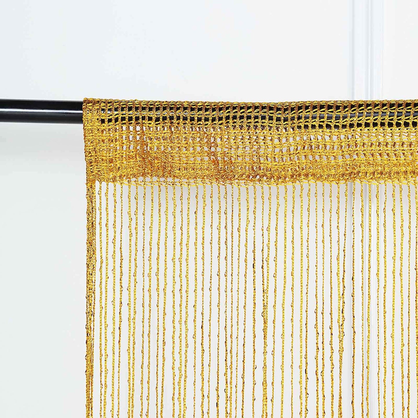 3ftx8ft Gold Silk Tassel String Curtains, Decorative Room Divider Panels - Linen Luxes