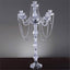 4 - Arm Crystal Chandelier Candelabra Silver Metal - Sophisticated Taper Candlestick Holder Table Centerpiece 35" - Linen Luxes