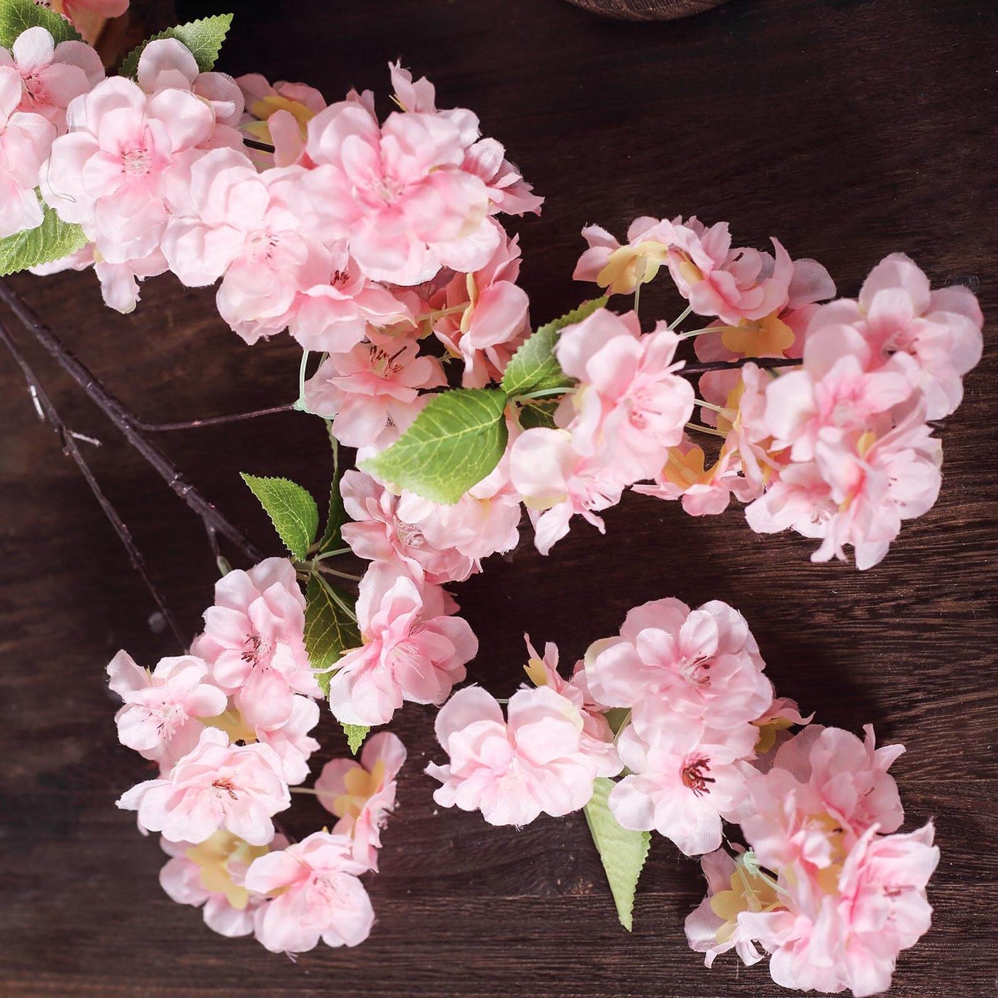 4 Bushes 40" Tall Pink Artificial Silk Cherry Blossom Flowers, Branches - Linen Luxes