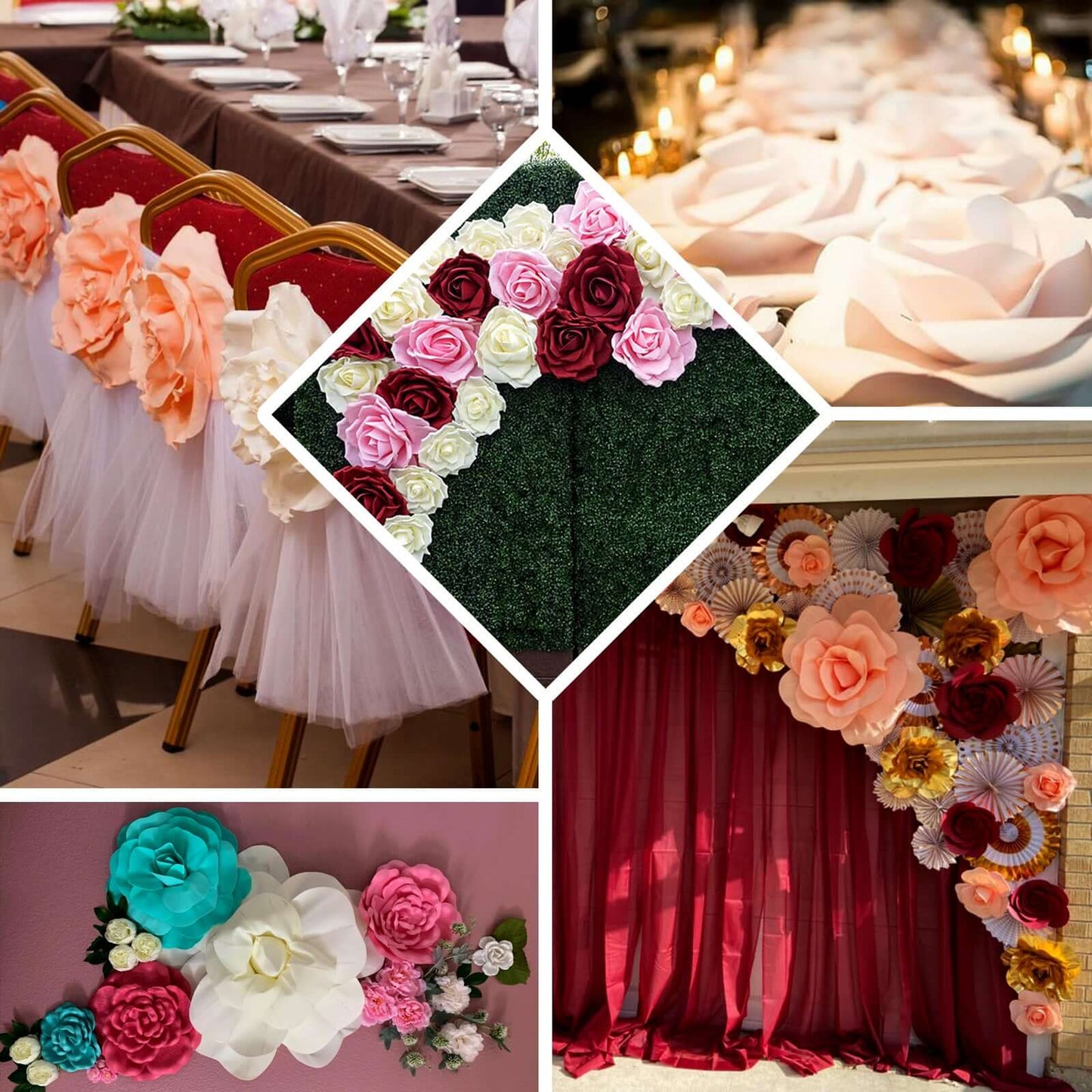 4 Pack 12" Large Blush Real Touch Artificial Foam DIY Craft Roses - Linen Luxes