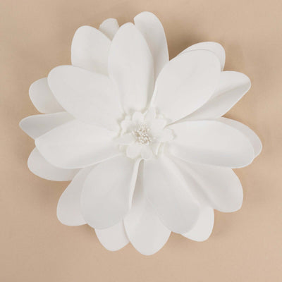 4 Pack 12" White Life - Like Soft Foam Craft Dahlia Flower Heads - Linen Luxes