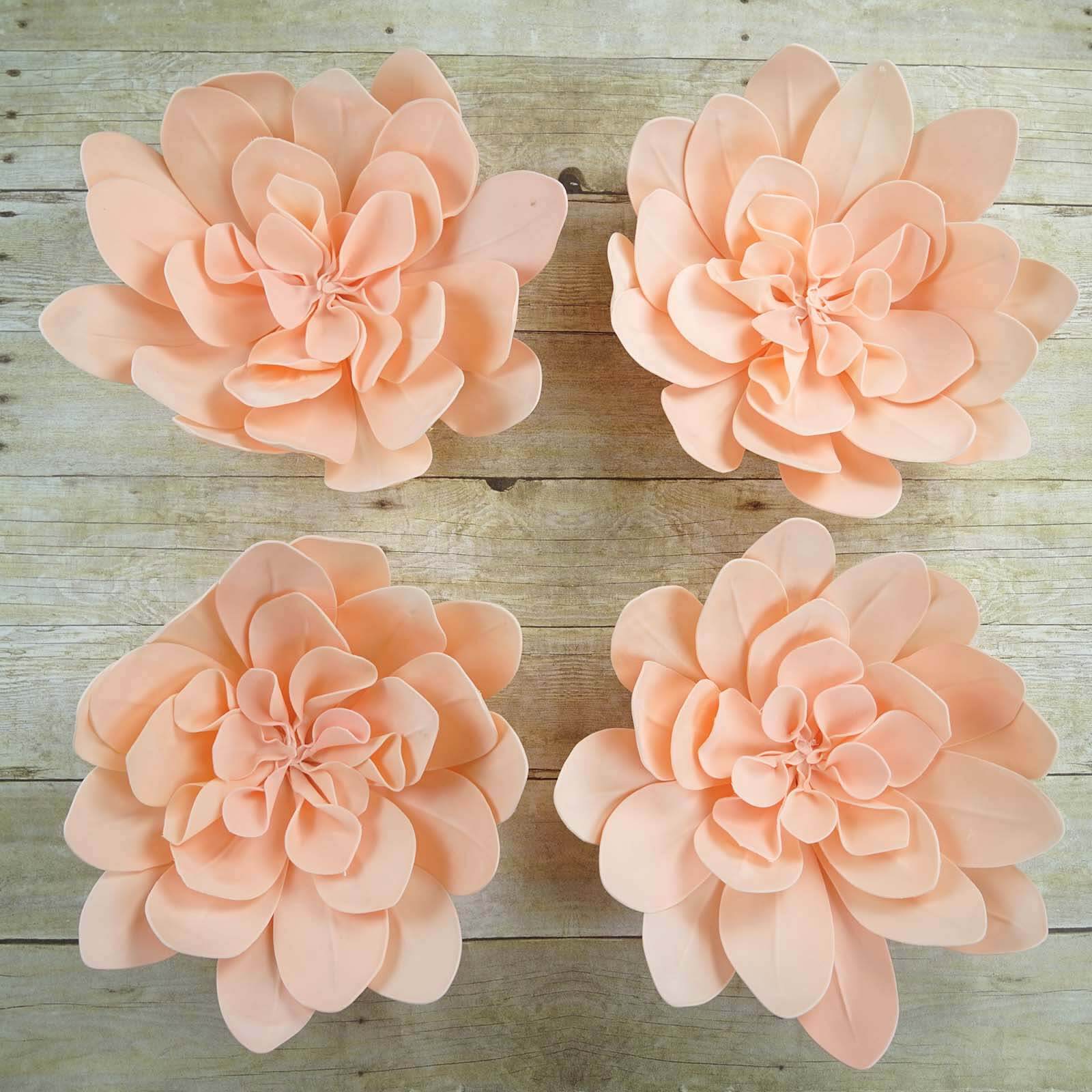 4 Pack 16" Blush Real - Like Soft Foam Craft Daisy Flower Heads - Linen Luxes