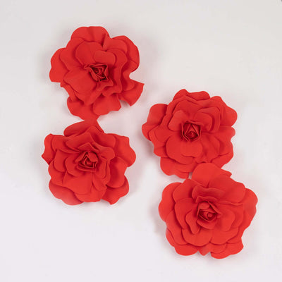 4 Pack 16" Large Red Real Touch Artificial Foam DIY Craft Roses - Linen Luxes