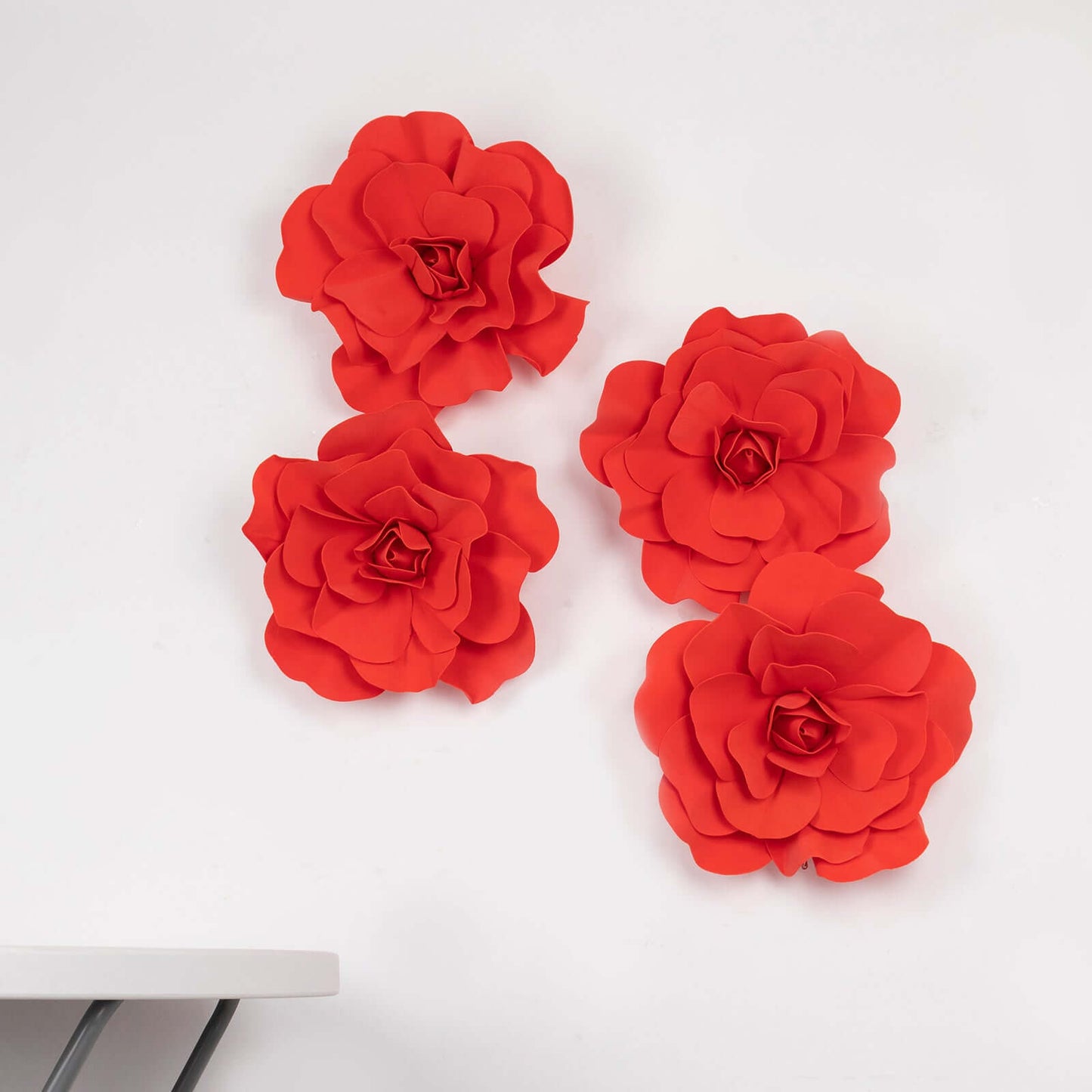 4 Pack 16" Large Red Real Touch Artificial Foam DIY Craft Roses - Linen Luxes