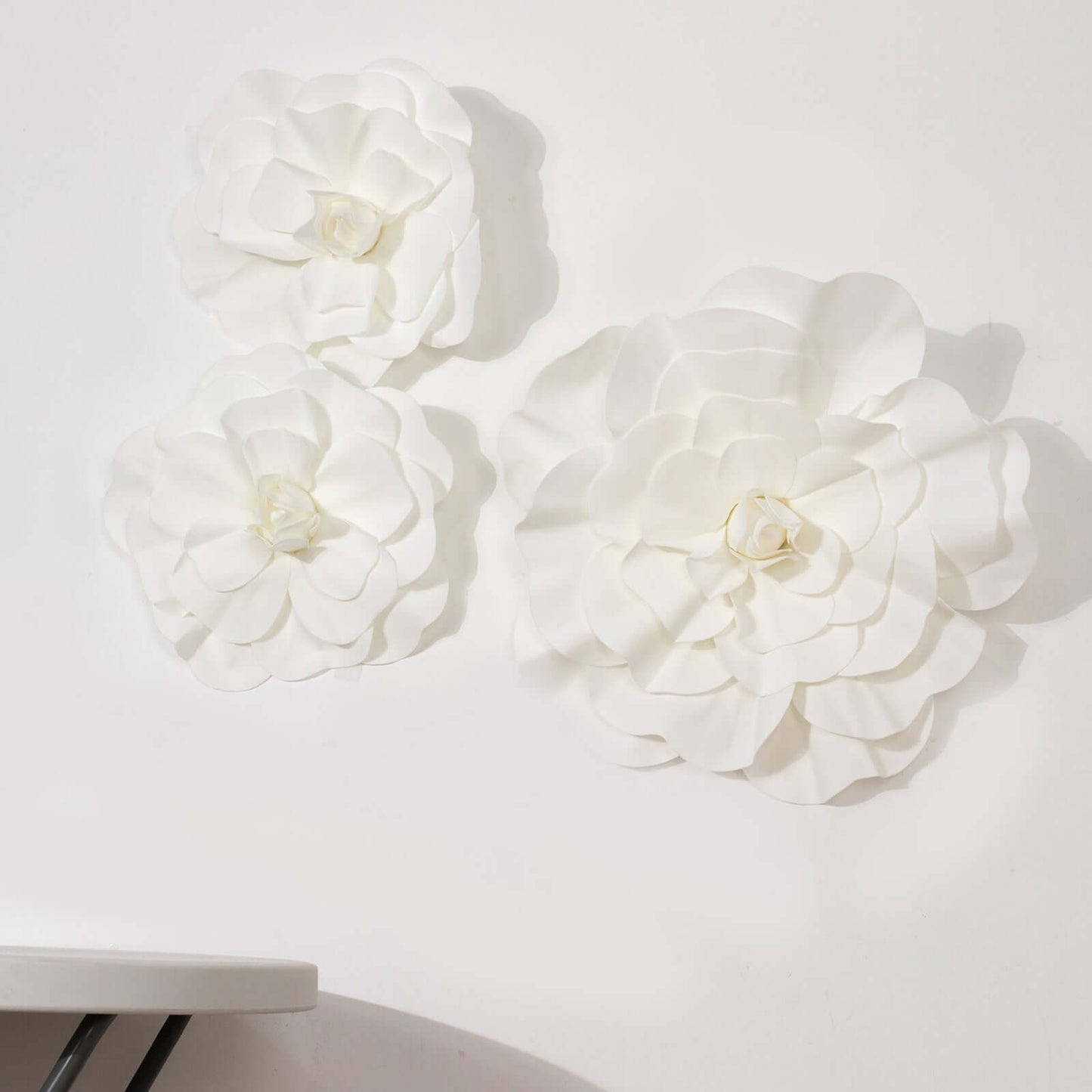 4 Pack 16" Large White Real Touch Artificial Foam DIY Craft Roses - Linen Luxes