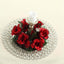 4 Pack 3" Black Red Artificial Silk Rose Flower Candle Ring Wreaths - Linen Luxes