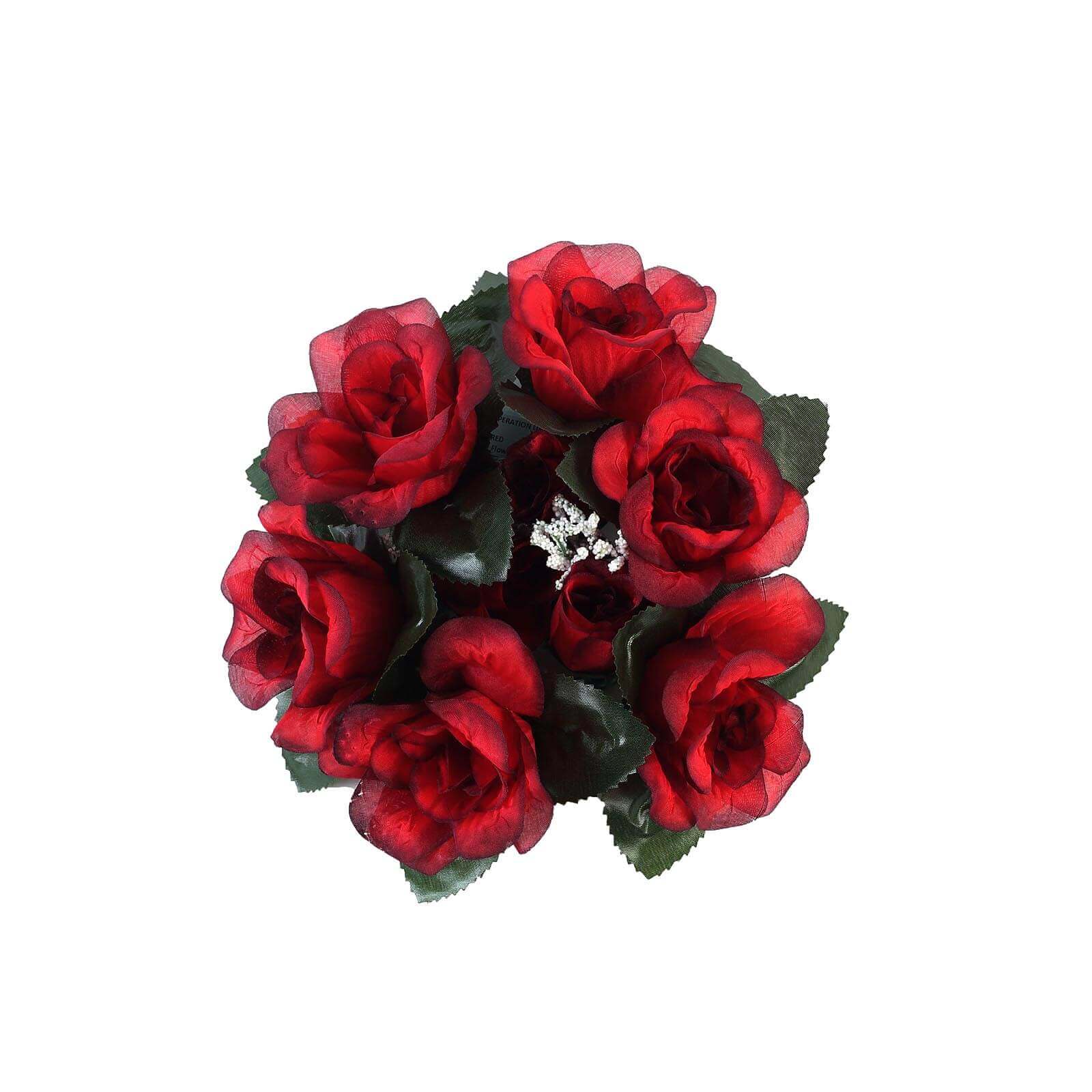 4 Pack 3" Black Red Artificial Silk Rose Flower Candle Ring Wreaths - Linen Luxes
