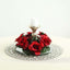 4 Pack 3" Black Red Artificial Silk Rose Flower Candle Ring Wreaths - Linen Luxes