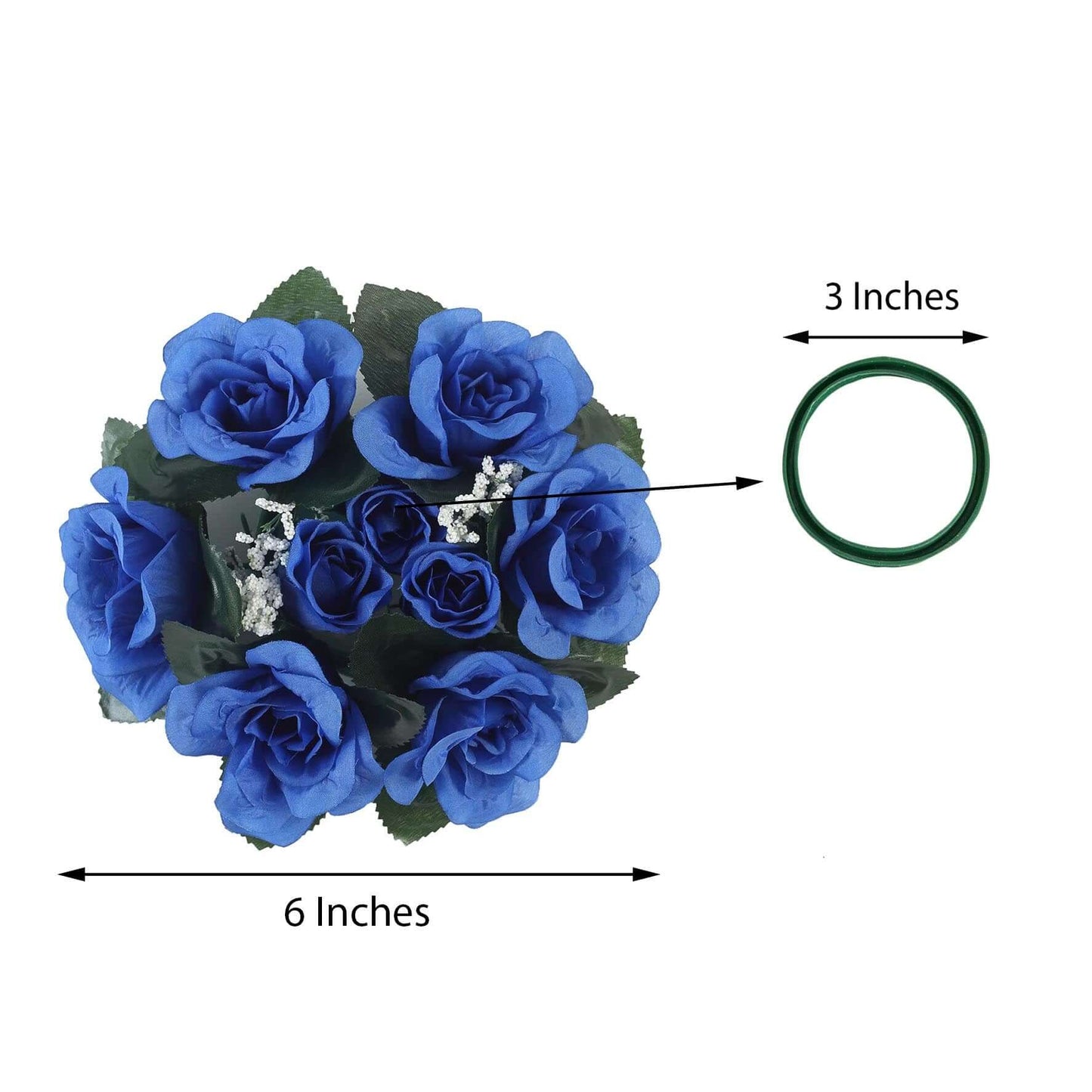 4 Pack 3" Royal Blue Artificial Silk Rose Flower Candle Ring Wreaths - Linen Luxes