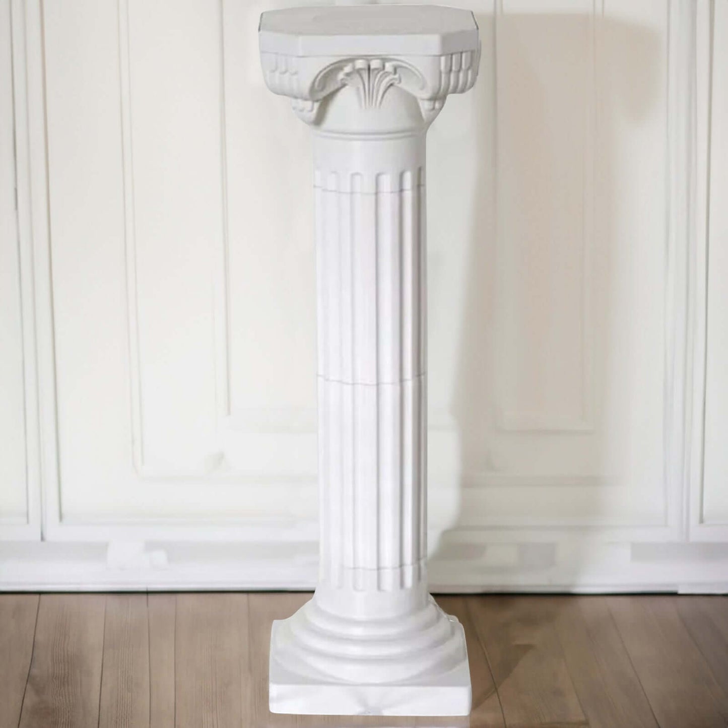 4 Pack 34" White Height Adjustable Empirical Roman Inspired Pedestal Column Plant Stand - PVC