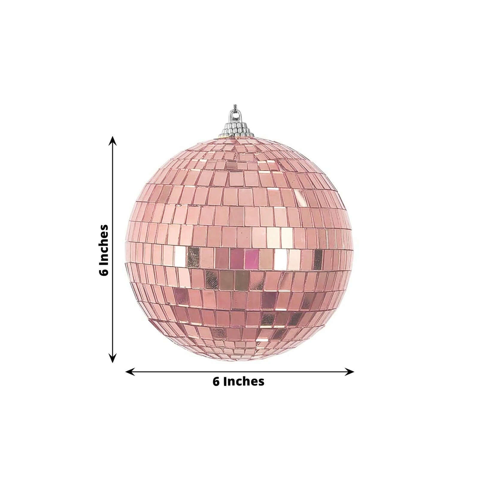 4 Pack 6" Rose Gold Foam Disco Mirror Ball With Hanging Strings, Holiday Christmas Ornaments - Linen Luxes