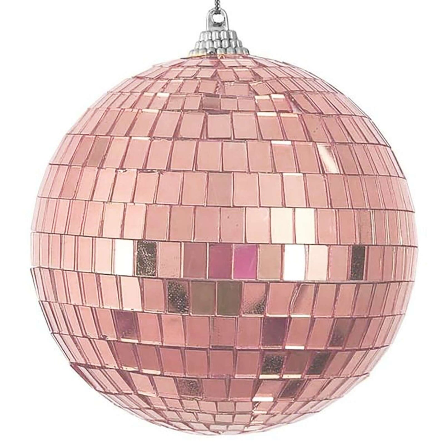 4 Pack 6" Rose Gold Foam Disco Mirror Ball With Hanging Strings, Holiday Christmas Ornaments - Linen Luxes