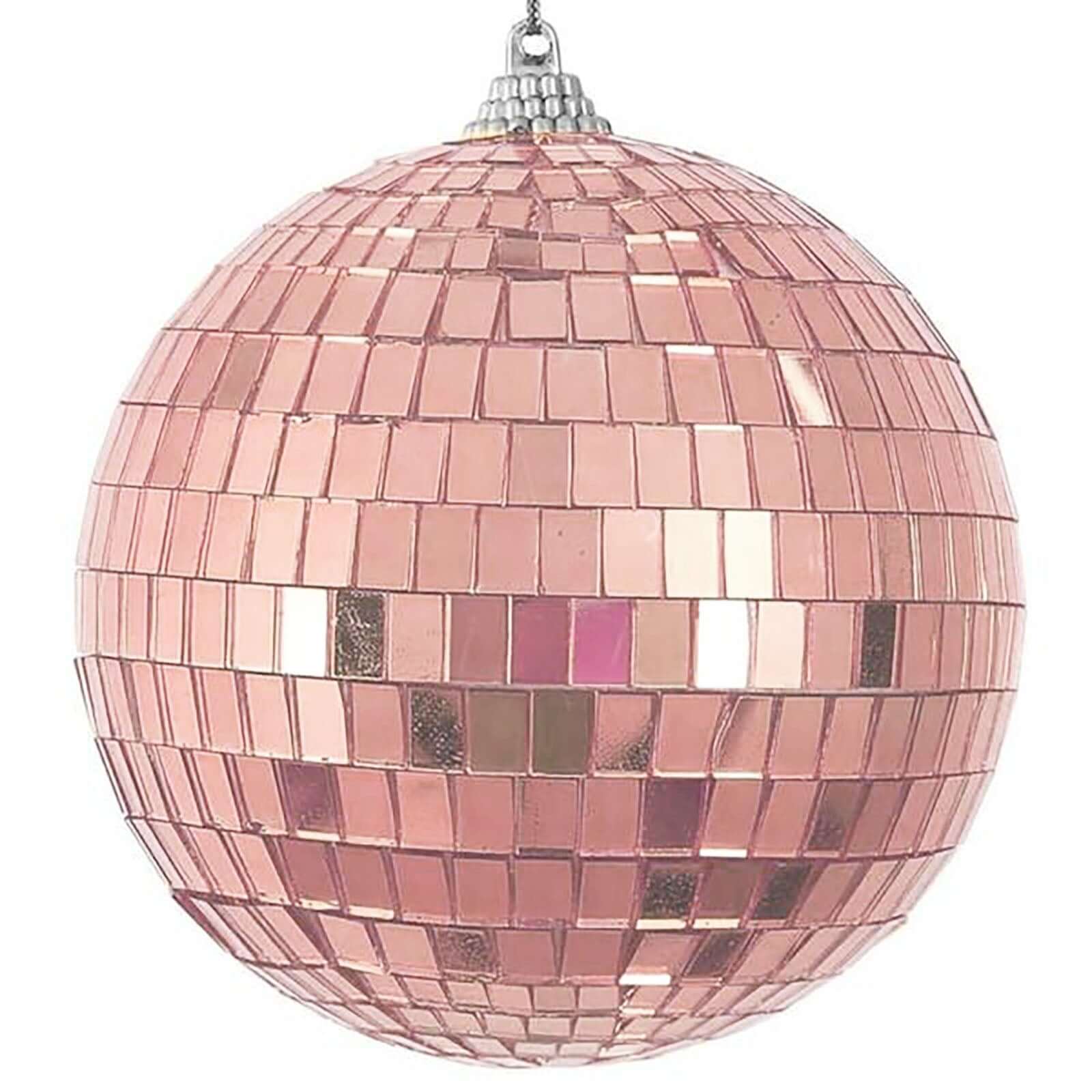 4 Pack 6" Rose Gold Foam Disco Mirror Ball With Hanging Strings, Holiday Christmas Ornaments - Linen Luxes
