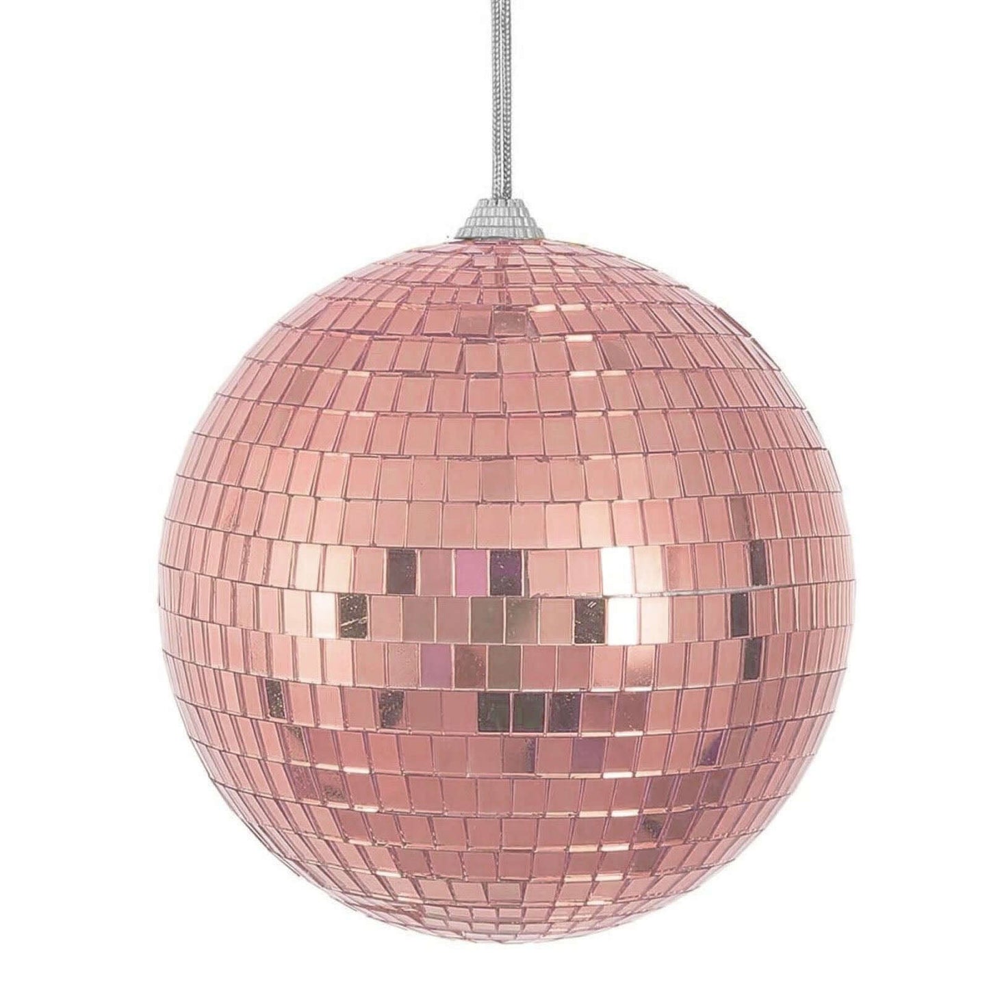 4 Pack 6" Rose Gold Foam Disco Mirror Ball With Hanging Strings, Holiday Christmas Ornaments - Linen Luxes