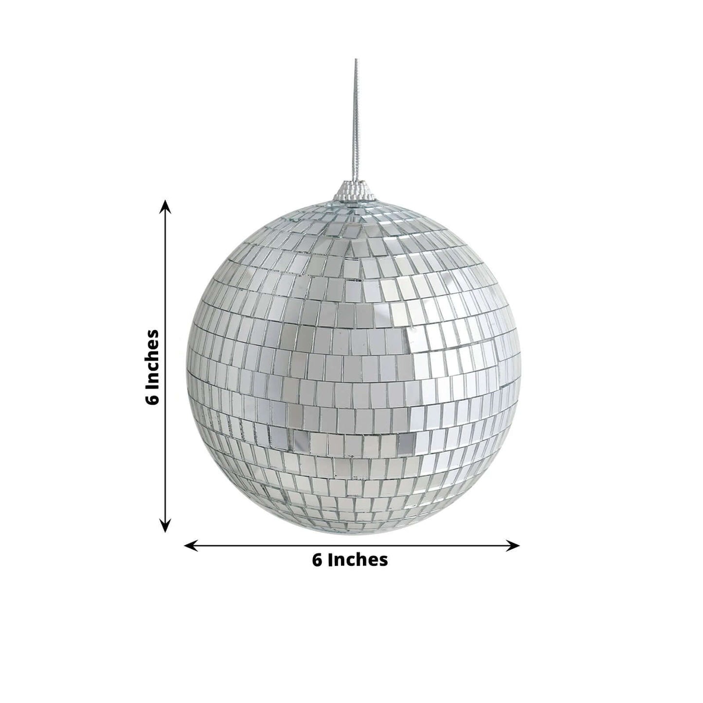 4 Pack 6" Silver Foam Disco Mirror Ball With Hanging Strings, Holiday Christmas Ornaments - Linen Luxes