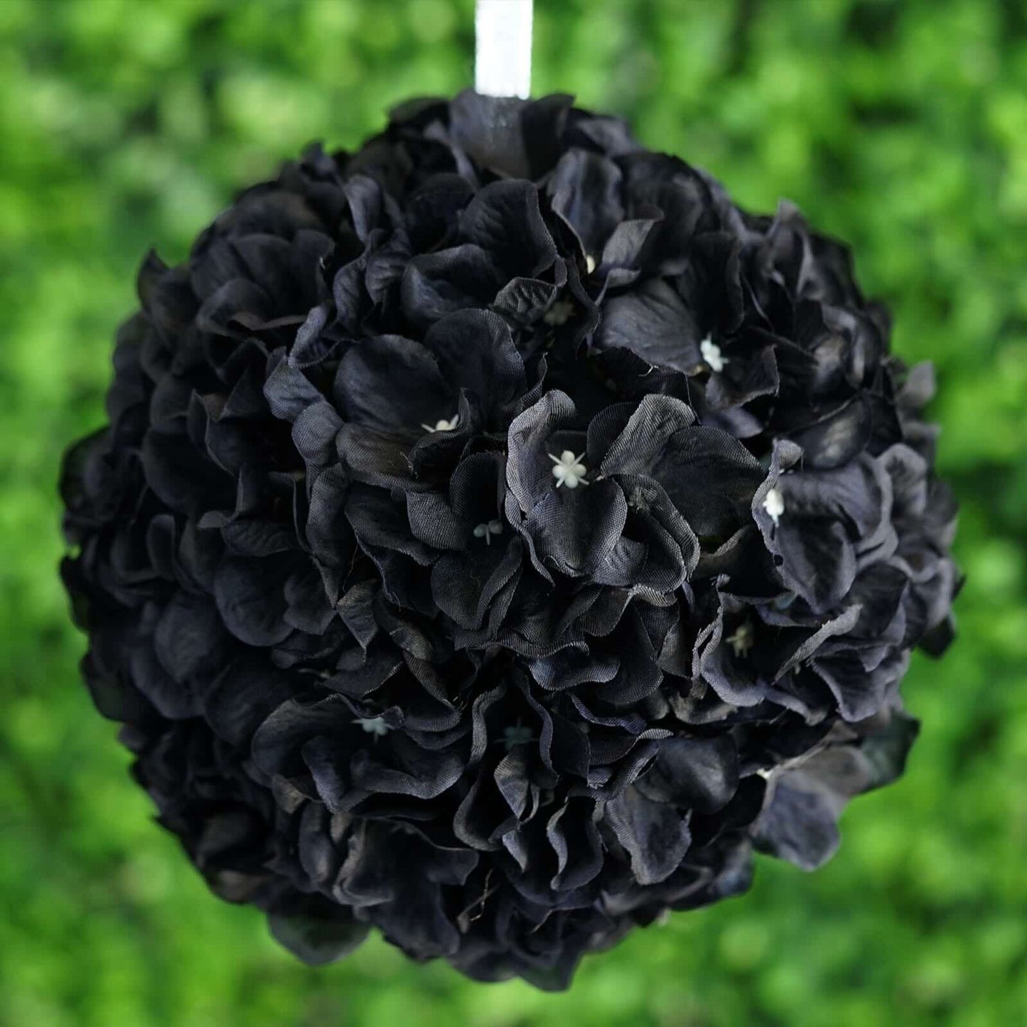 4 Pack 7" Black Artificial Silk Hydrangea Kissing Flower Balls - Linen Luxes