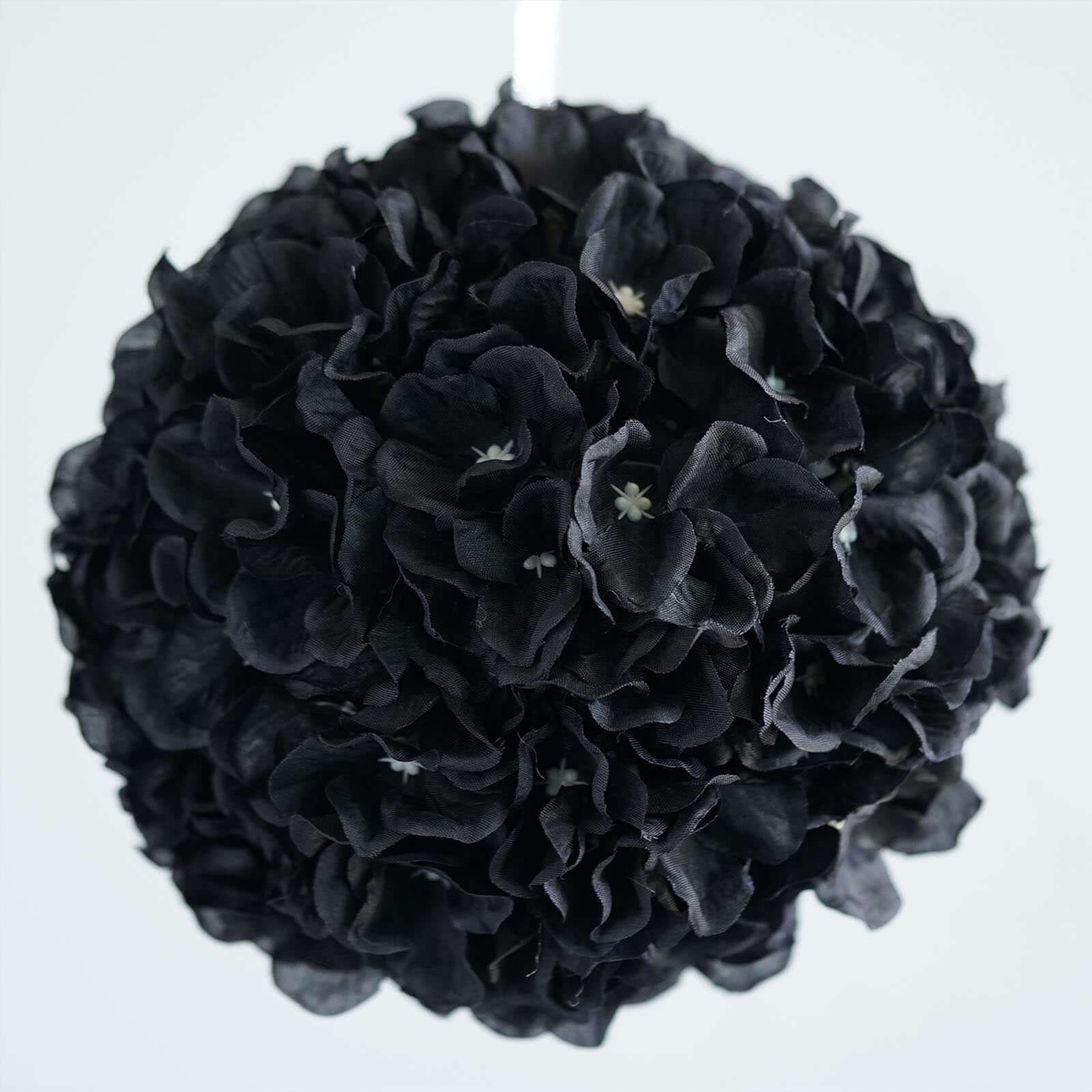 4 Pack 7" Black Artificial Silk Hydrangea Kissing Flower Balls - Linen Luxes