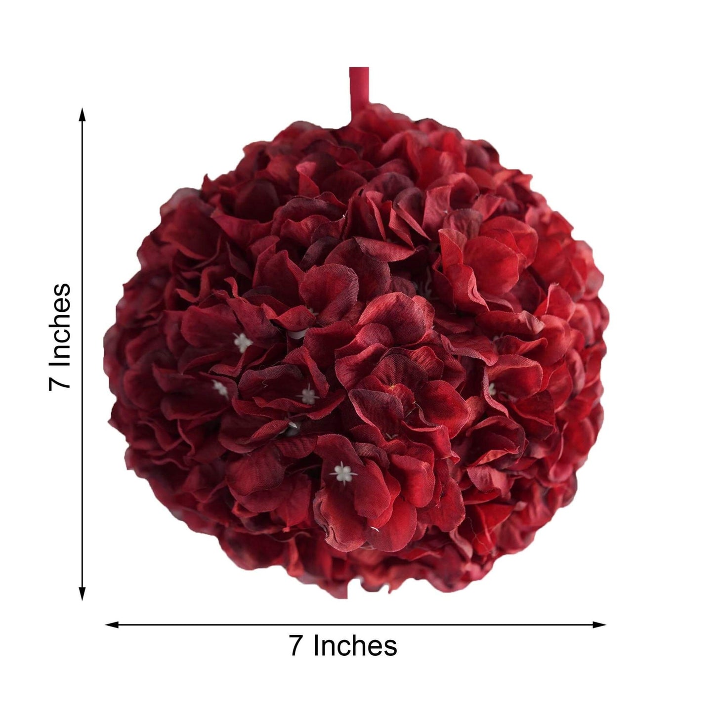 4 Pack 7" Burgundy Artificial Silk Hydrangea Kissing Flower Balls - Linen Luxes