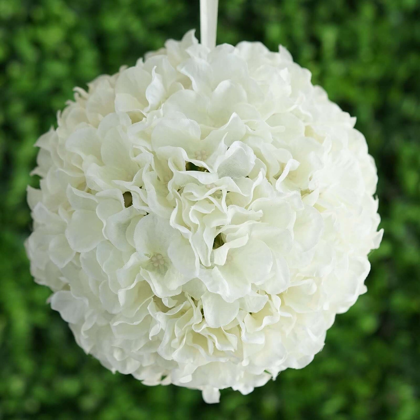 4 Pack 7" Cream Artificial Silk Hydrangea Kissing Flower Balls - Linen Luxes