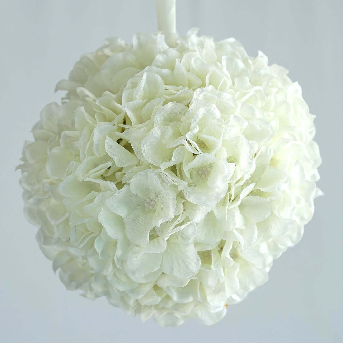4 Pack 7" Cream Artificial Silk Hydrangea Kissing Flower Balls - Linen Luxes