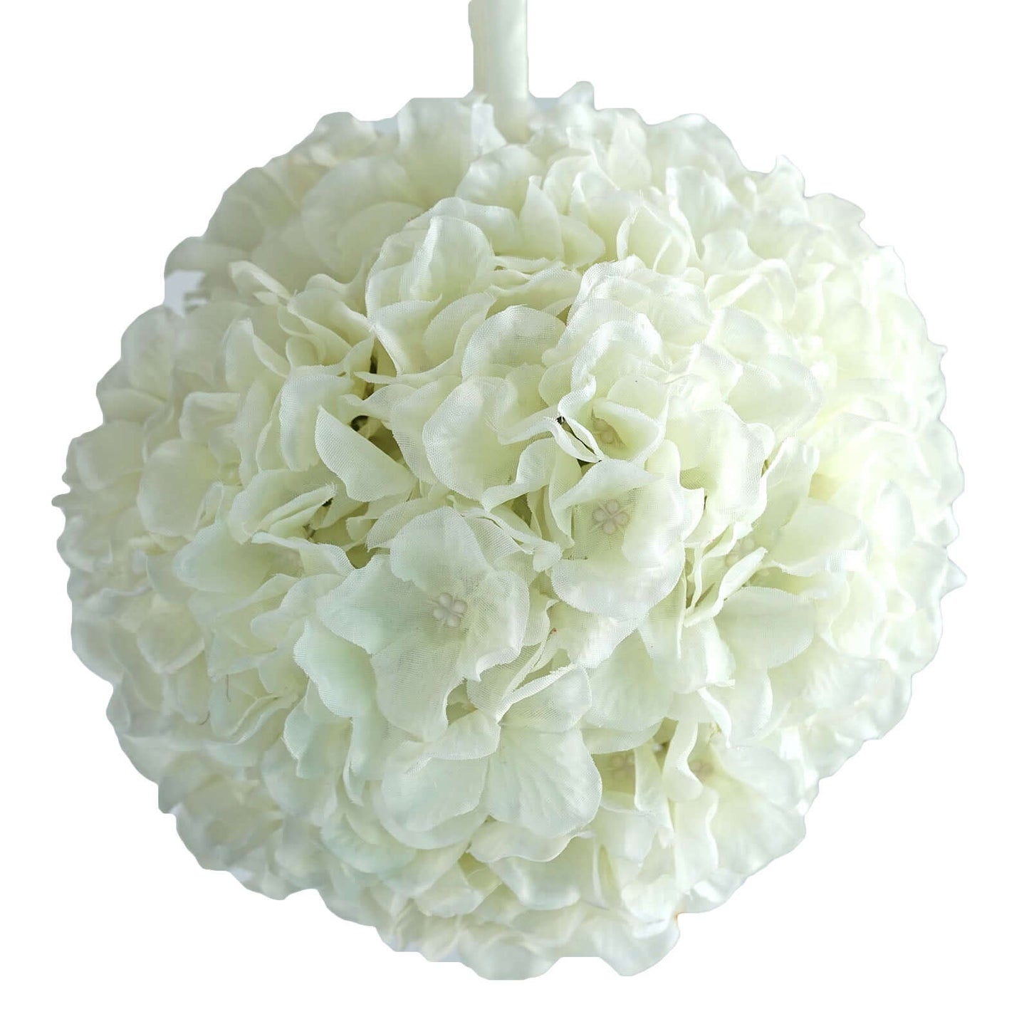 4 Pack 7" Cream Artificial Silk Hydrangea Kissing Flower Balls - Linen Luxes
