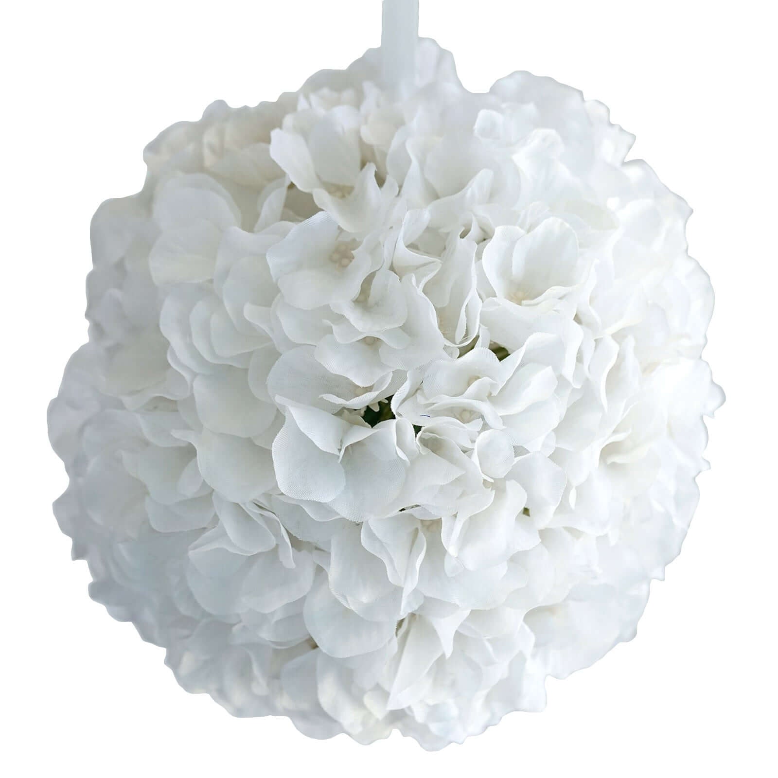 4 Pack 7" White Artificial Silk Hydrangea Kissing Flower Balls - Linen Luxes