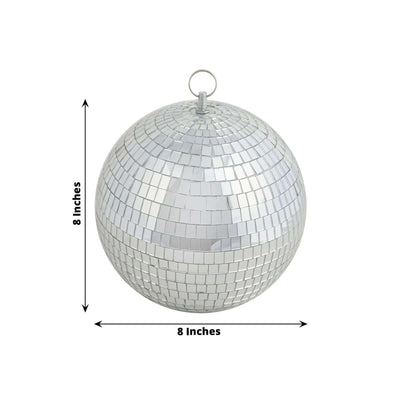 4 Pack 8" Silver Foam Disco Mirror Ball With Hanging Ring, Holiday Party Decor - Linen Luxes