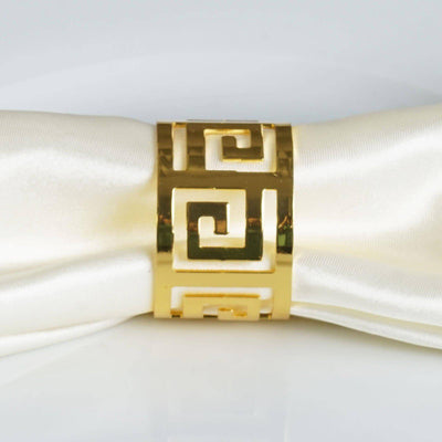 4 Pack Alluring Gold Plated Aluminum Napkin Rings - Linen Luxes
