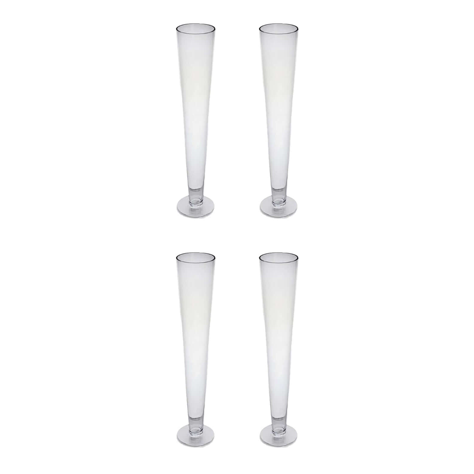 4 - Pack Glass Trumpet Vases Clear - Durable Design for Chic Event Displays 28" - Linen Luxes