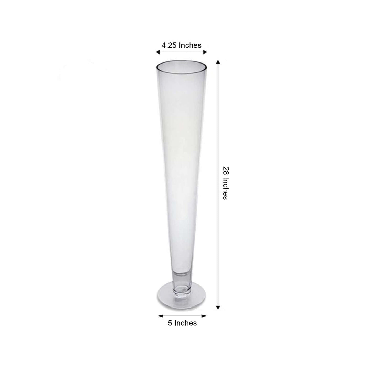 4 - Pack Glass Trumpet Vases Clear - Durable Design for Chic Event Displays 28" - Linen Luxes