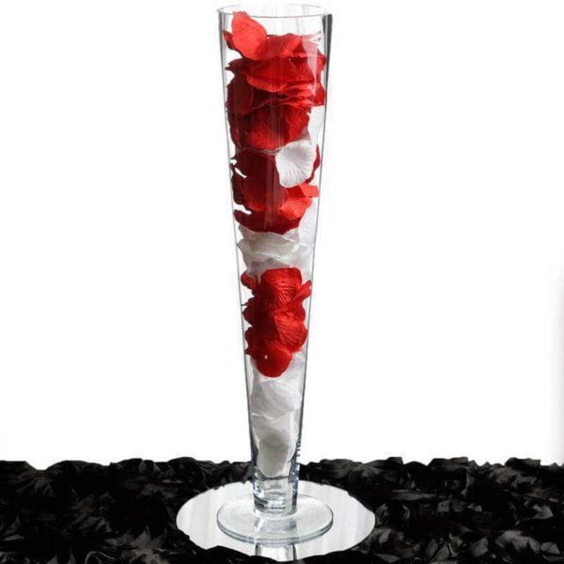 4 - Pack Glass Trumpet Vases Clear - Durable Design for Chic Event Displays 28" - Linen Luxes