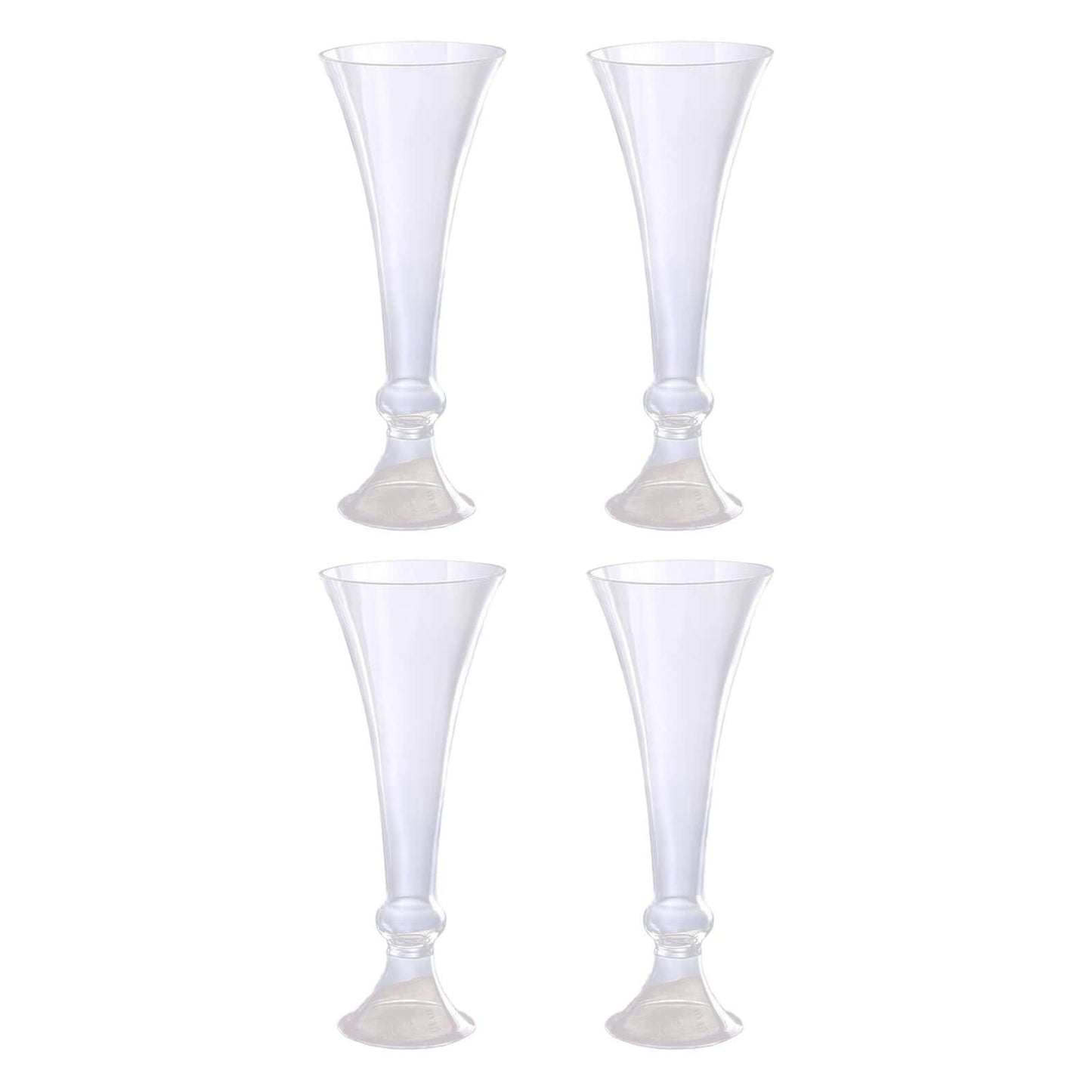 4 - Pack Glass Trumpet Vases Crystal Ball Design Clear - Stylish Floral Table Centerpieces for Events 18" - Linen Luxes