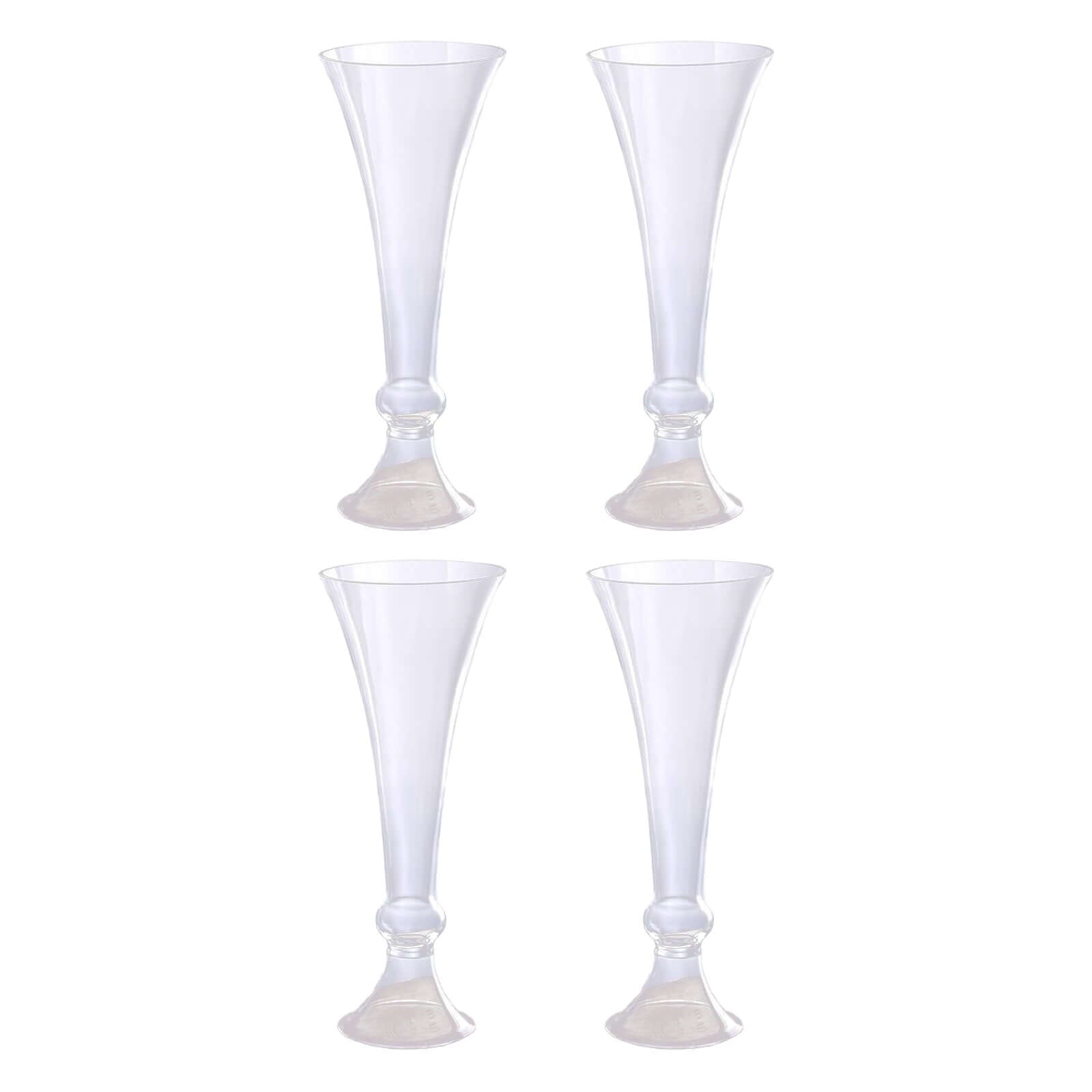 4 - Pack Glass Trumpet Vases Crystal Ball Design Clear - Stylish Floral Table Centerpieces for Events 18" - Linen Luxes