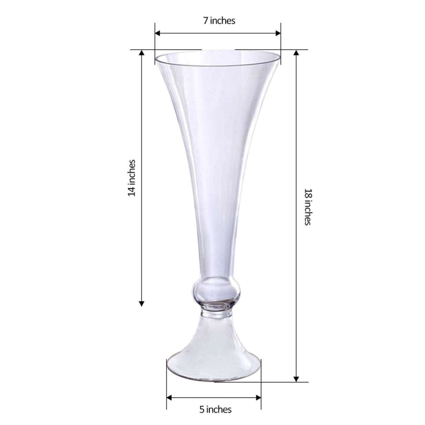 4 - Pack Glass Trumpet Vases Crystal Ball Design Clear - Stylish Floral Table Centerpieces for Events 18" - Linen Luxes