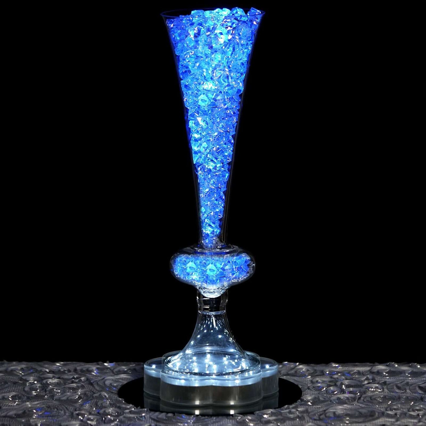 4 - Pack Glass Trumpet Vases Crystal Ball Design Clear - Stylish Reversible Floral Centerpieces 15" - Linen Luxes