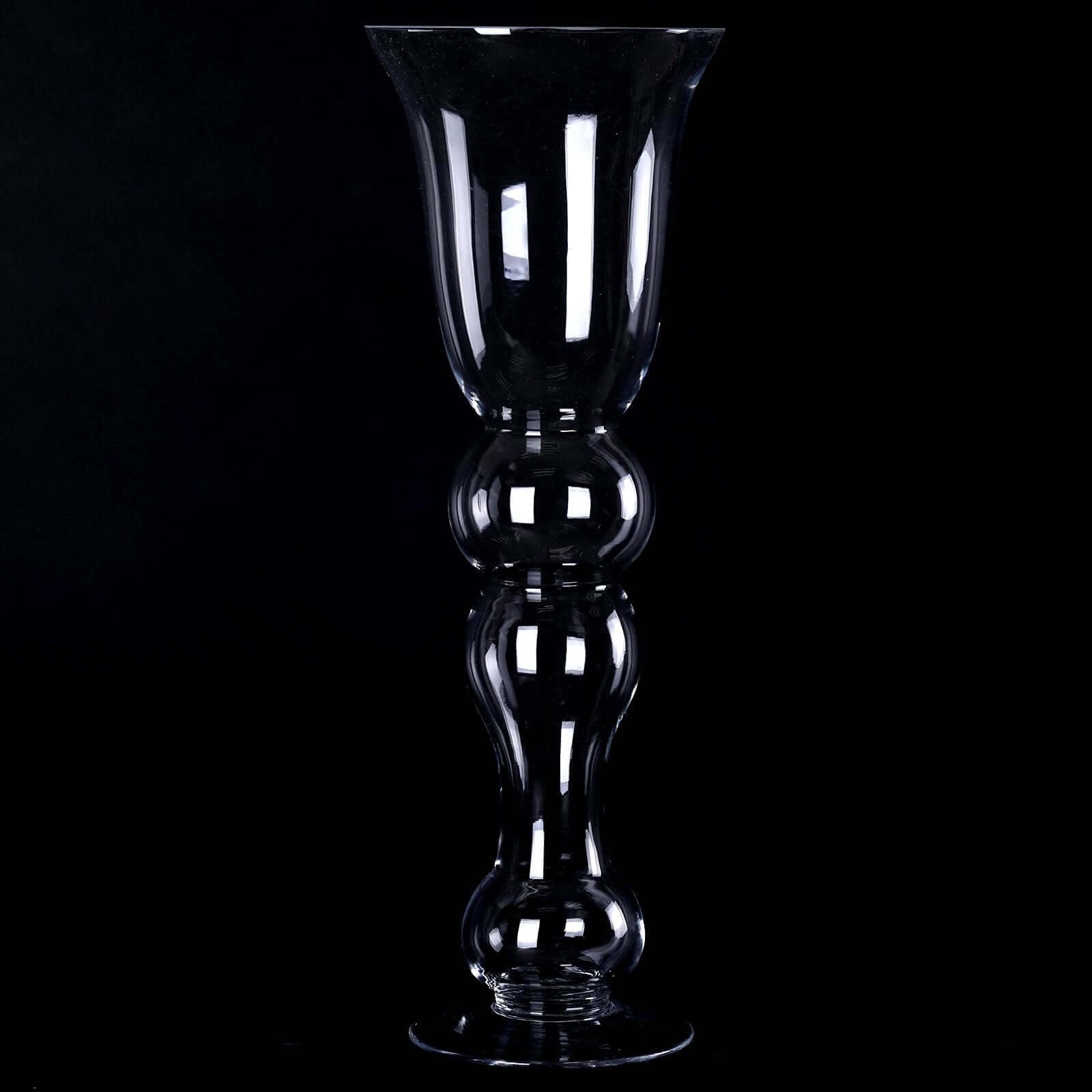 4 - Pack Glass Trumpet Vases Pilsner Curved Design Clear - Stylish Flower Centerpieces for Events 20" - Linen Luxes