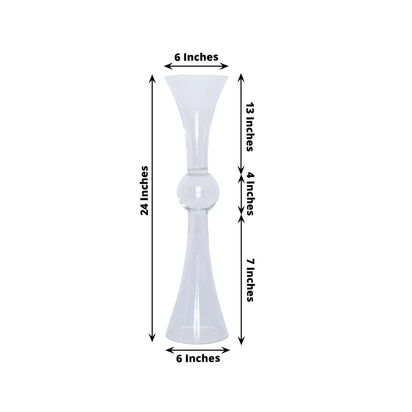 4 - Pack Glass Trumpet Vases Reversible Latour Design Clear - Classy Wedding Table Flower Centerpieces 24" - Linen Luxes