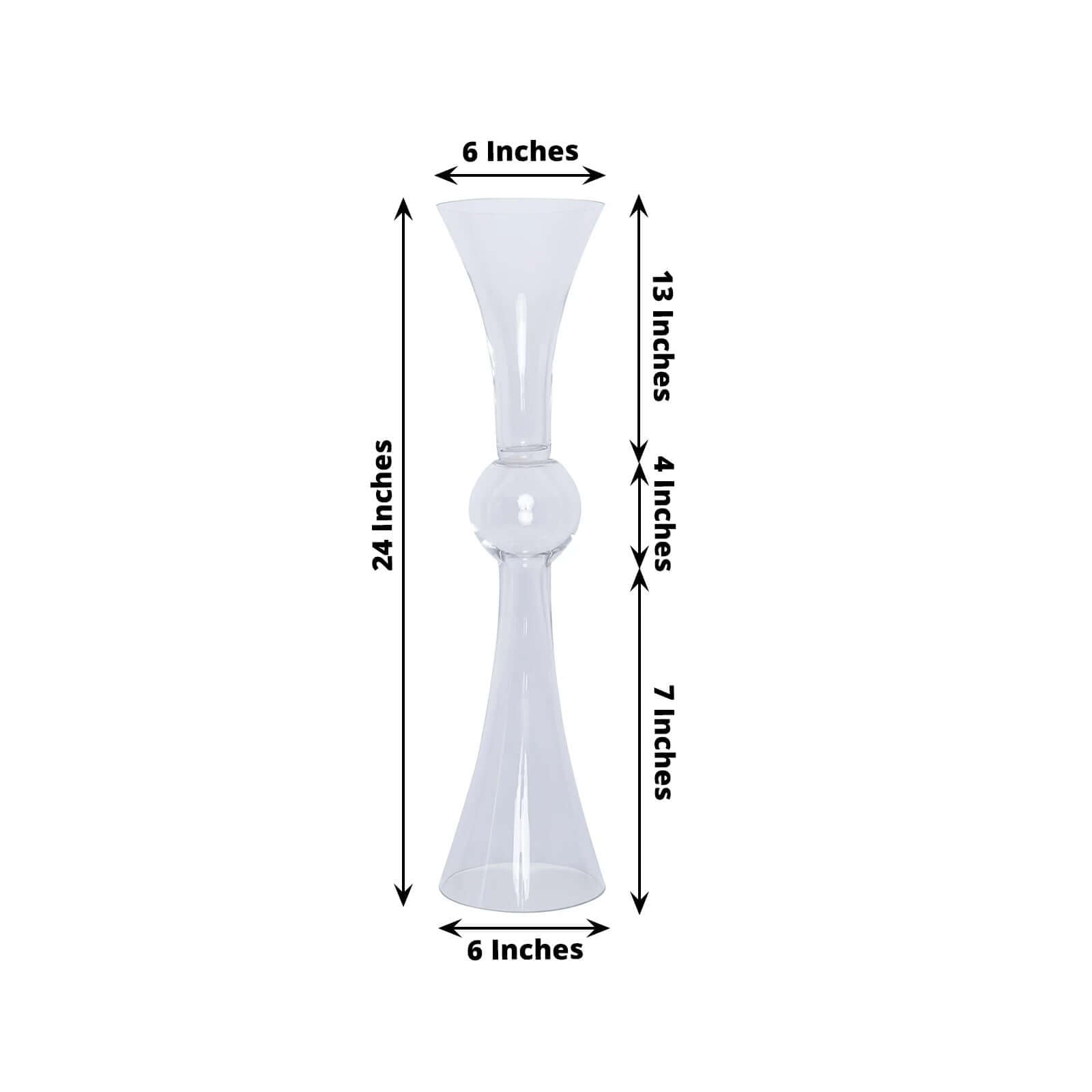 4 - Pack Glass Trumpet Vases Reversible Latour Design Clear - Classy Wedding Table Flower Centerpieces 24" - Linen Luxes