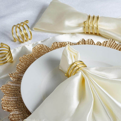 4 Pack Gold Plated Spiral Aluminum Napkin Rings - Linen Luxes
