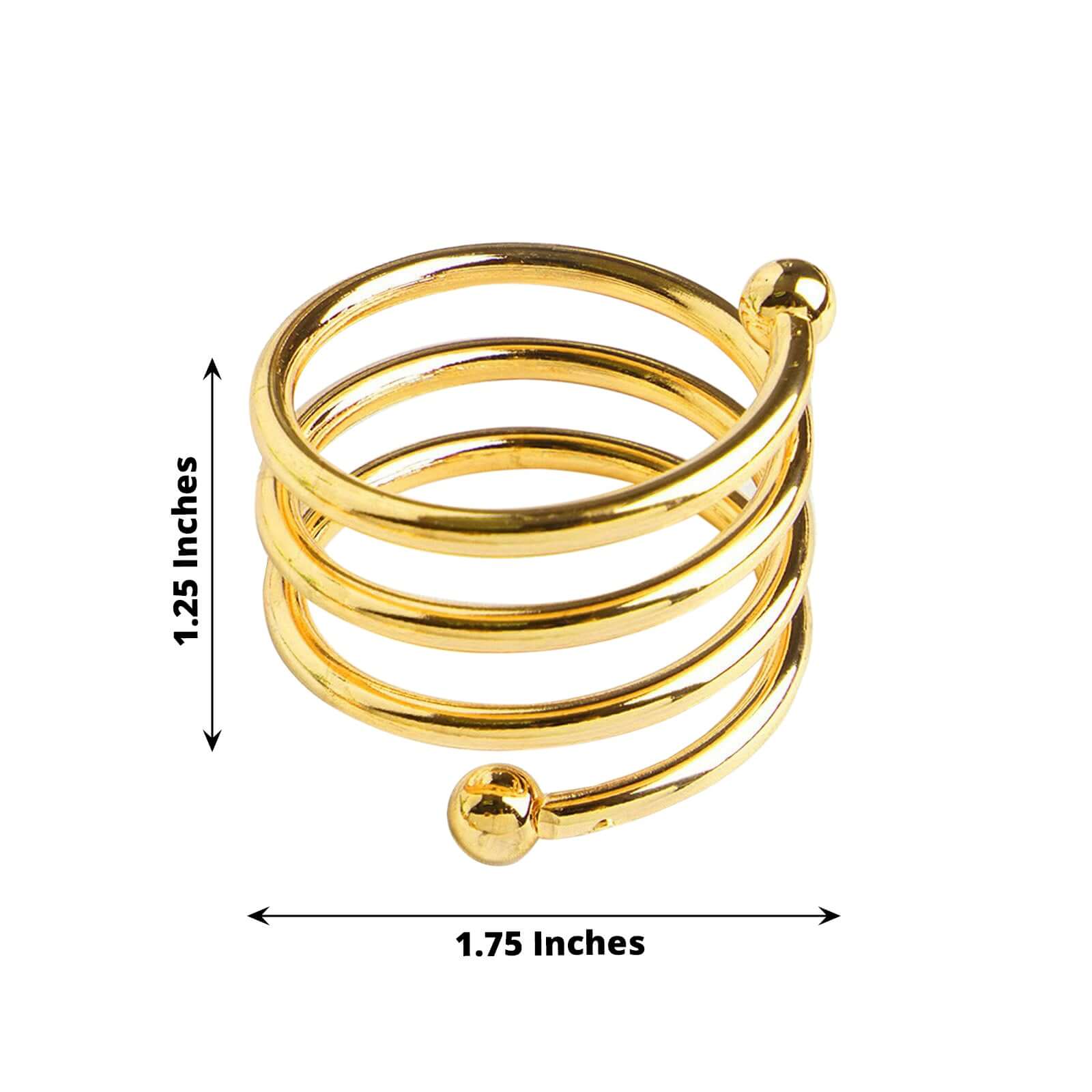 4 Pack Gold Plated Spiral Aluminum Napkin Rings - Linen Luxes