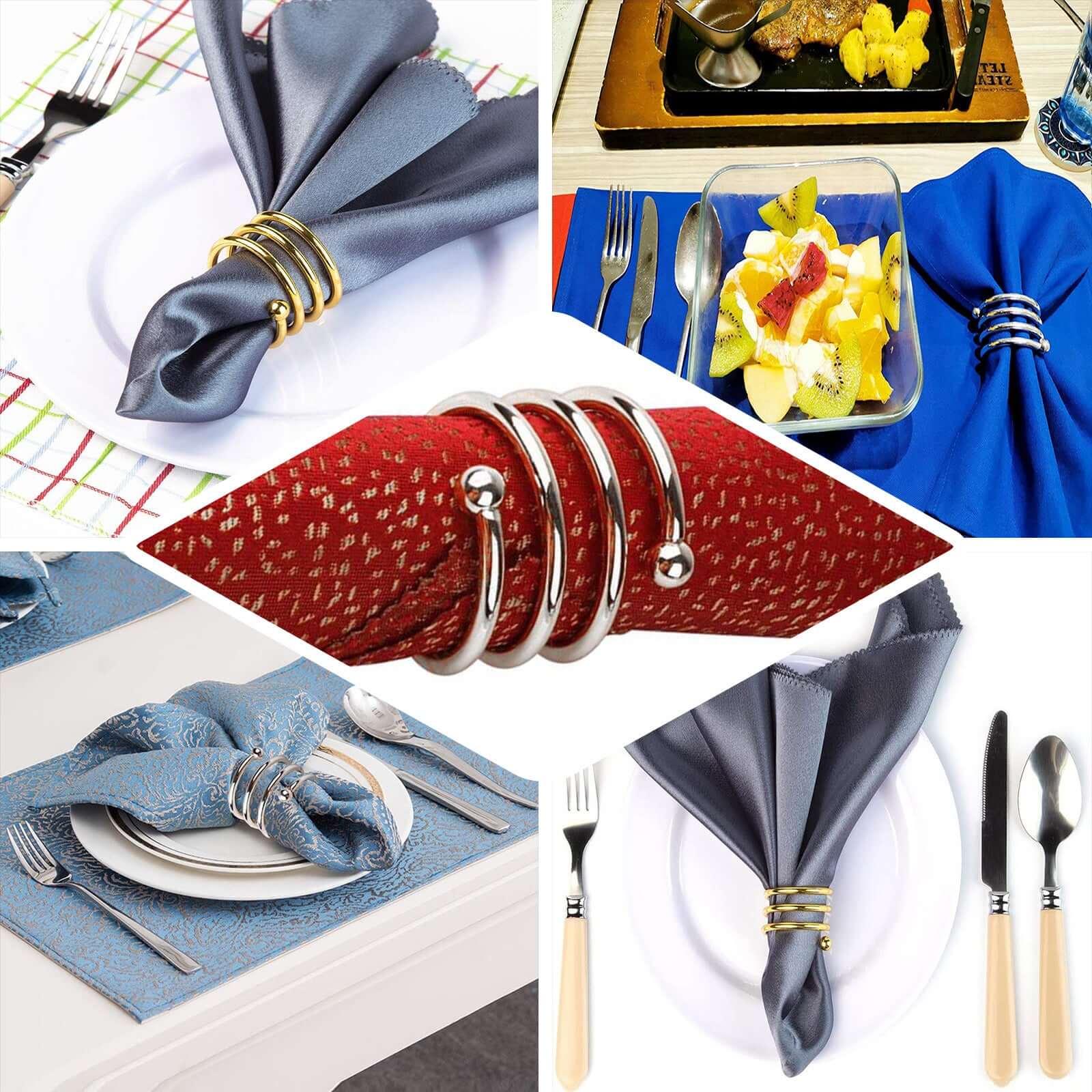 4 Pack Gold Plated Spiral Aluminum Napkin Rings - Linen Luxes