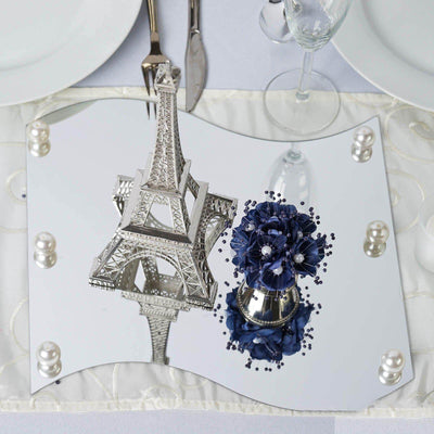 4 - Pack Hanging Wall Decor Wave Glass Mirror Table Centerpiece - Reflective Decorative Display 12" - Linen Luxes