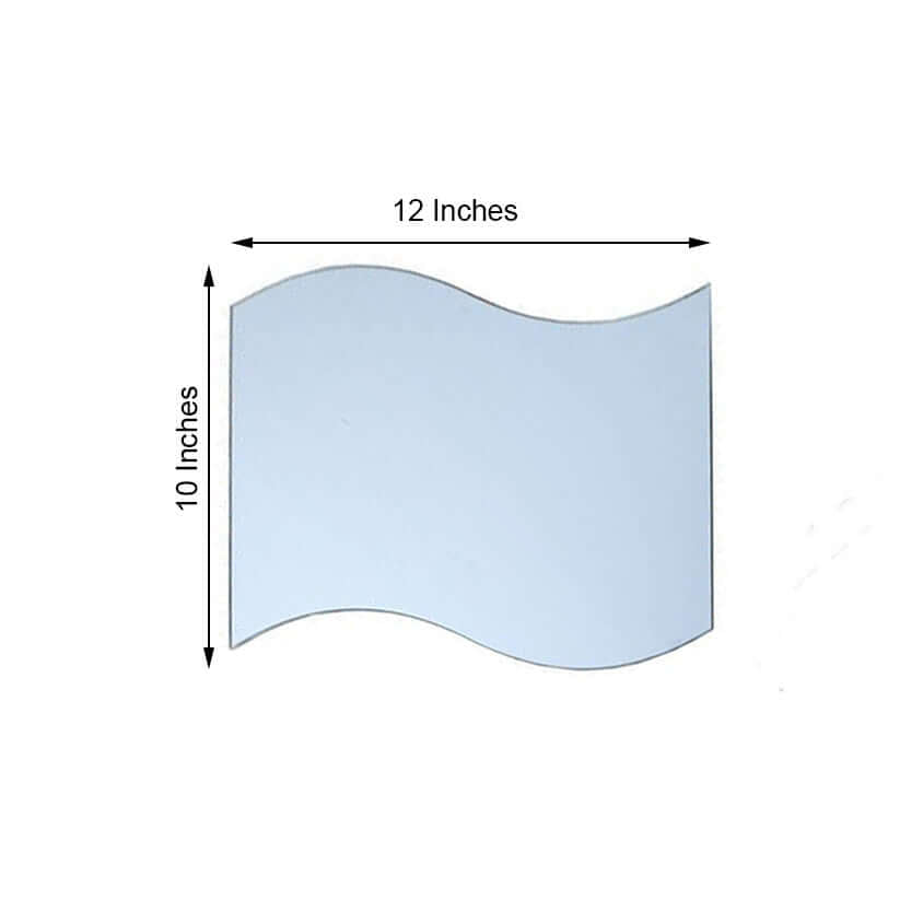 4 - Pack Hanging Wall Decor Wave Glass Mirror Table Centerpiece - Reflective Decorative Display 12" - Linen Luxes