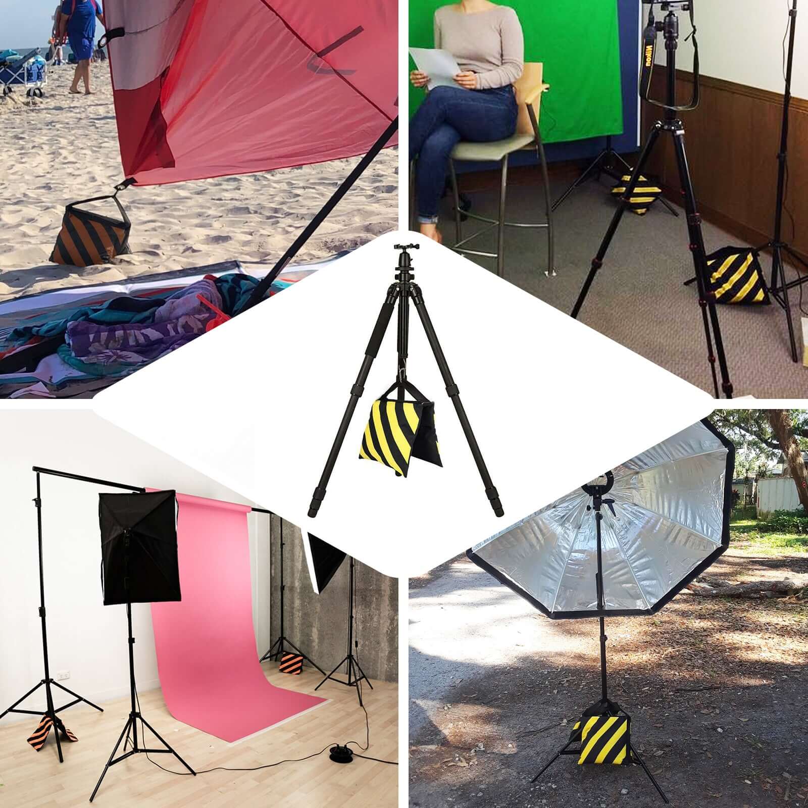 4 Pack Heavy Duty Black Yellow Sand Saddle Bag For Backdrop Stands - Linen Luxes