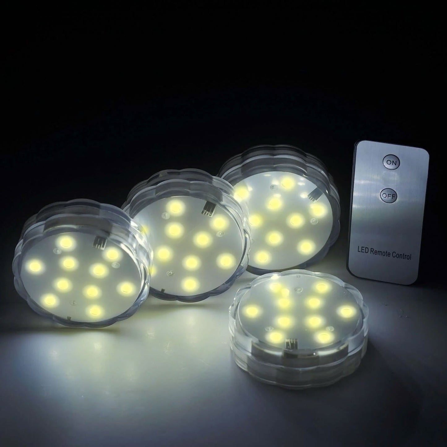 4 - Pack LED Disc Lights Flower Shaped Design Warm White - Remote Operated DIY Lighting 3" - Linen Luxes