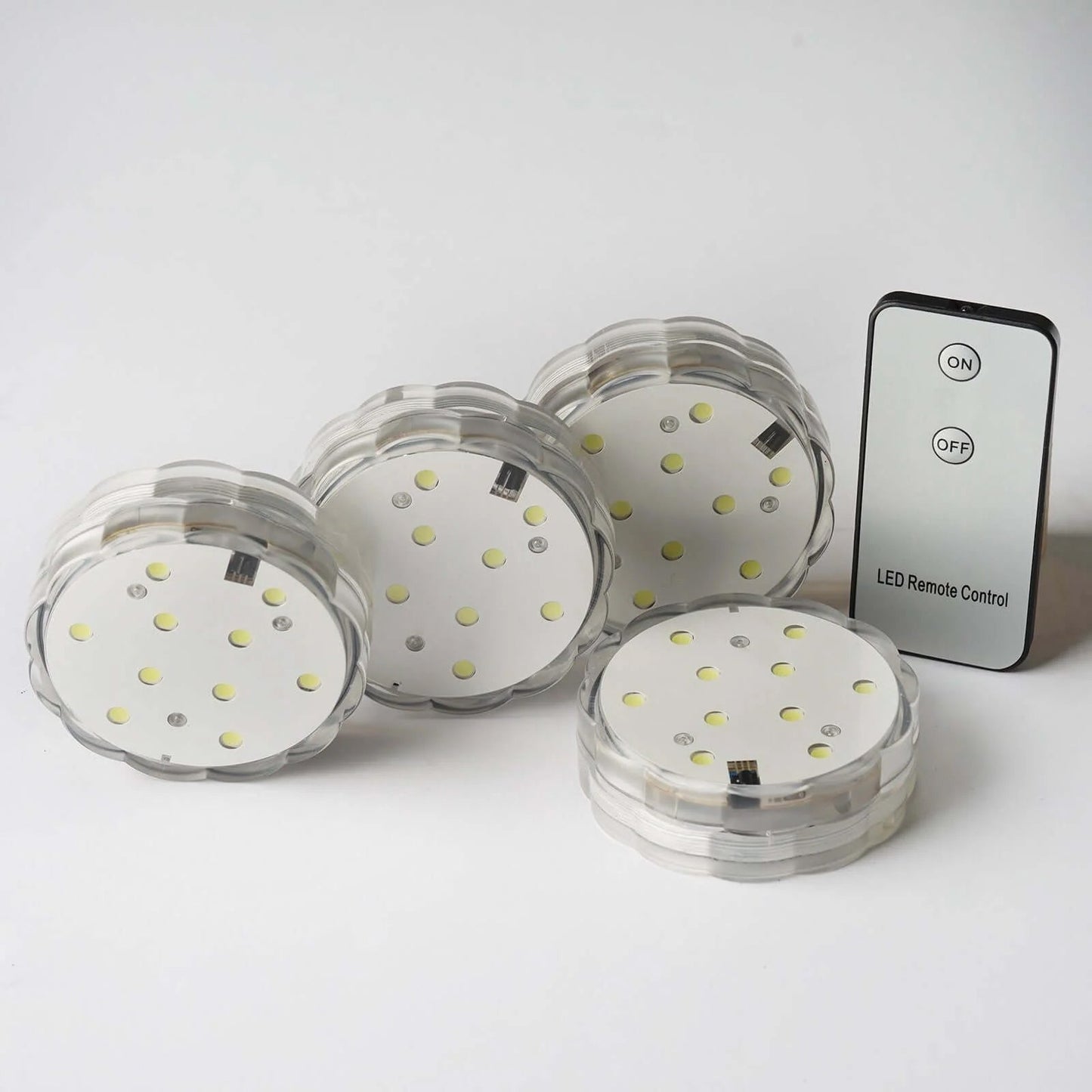 4 - Pack LED Disc Lights Flower Shaped Design Warm White - Remote Operated DIY Lighting 3" - Linen Luxes
